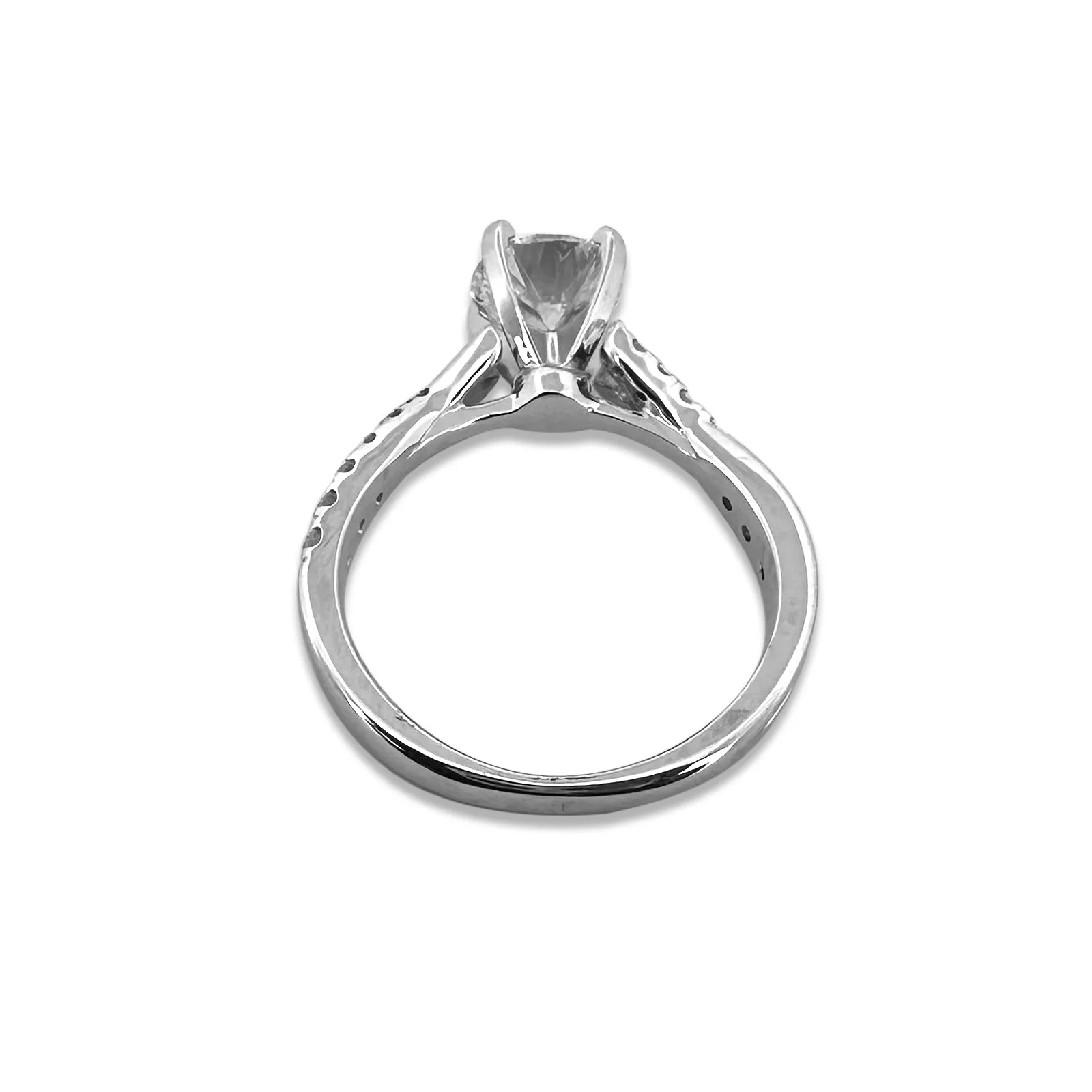 GSI Graded 1.44ctw Round Brilliant Cut Natural Diamond Woven Sides Engagement Ring in 14k White Gold