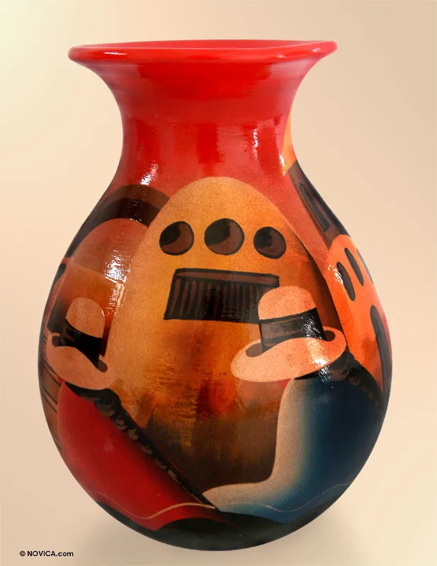 Hand Made Cuzco Colorful Ceramic Vase - The Monastery | NOVICA