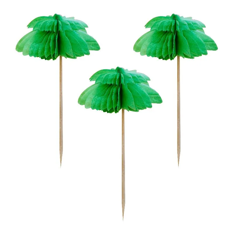 Hawaiian Honeycomb Palm Trees Cupcake Toppers