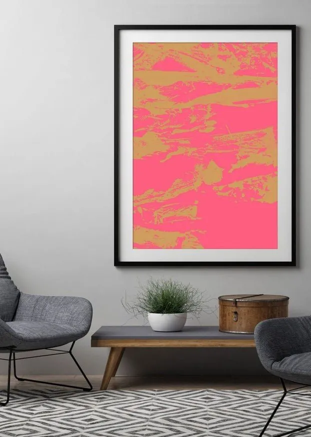 Inky Pink and Gold Graffiti Print