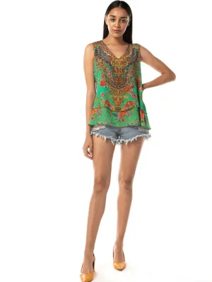 Inoa S Chartreuse Silk Top