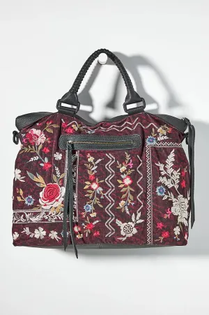 Johnny Was Roma Garnet Viper Overnight Bag Embroidered Red Handbag Burgundy NEW