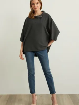 Joseph Ribkoff S (A) Charcoal Melange Top 213621 3533