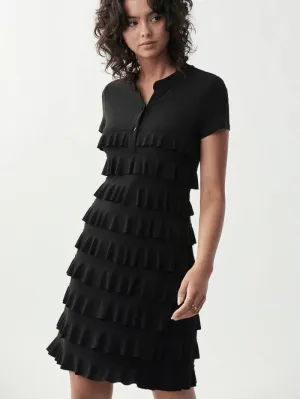 Joseph Ribkoff T Black Ruffle Tiered Dress 211350 11
