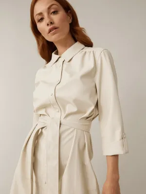 Joseph Ribkoff T Cream Faux Leather Dress 221935 65