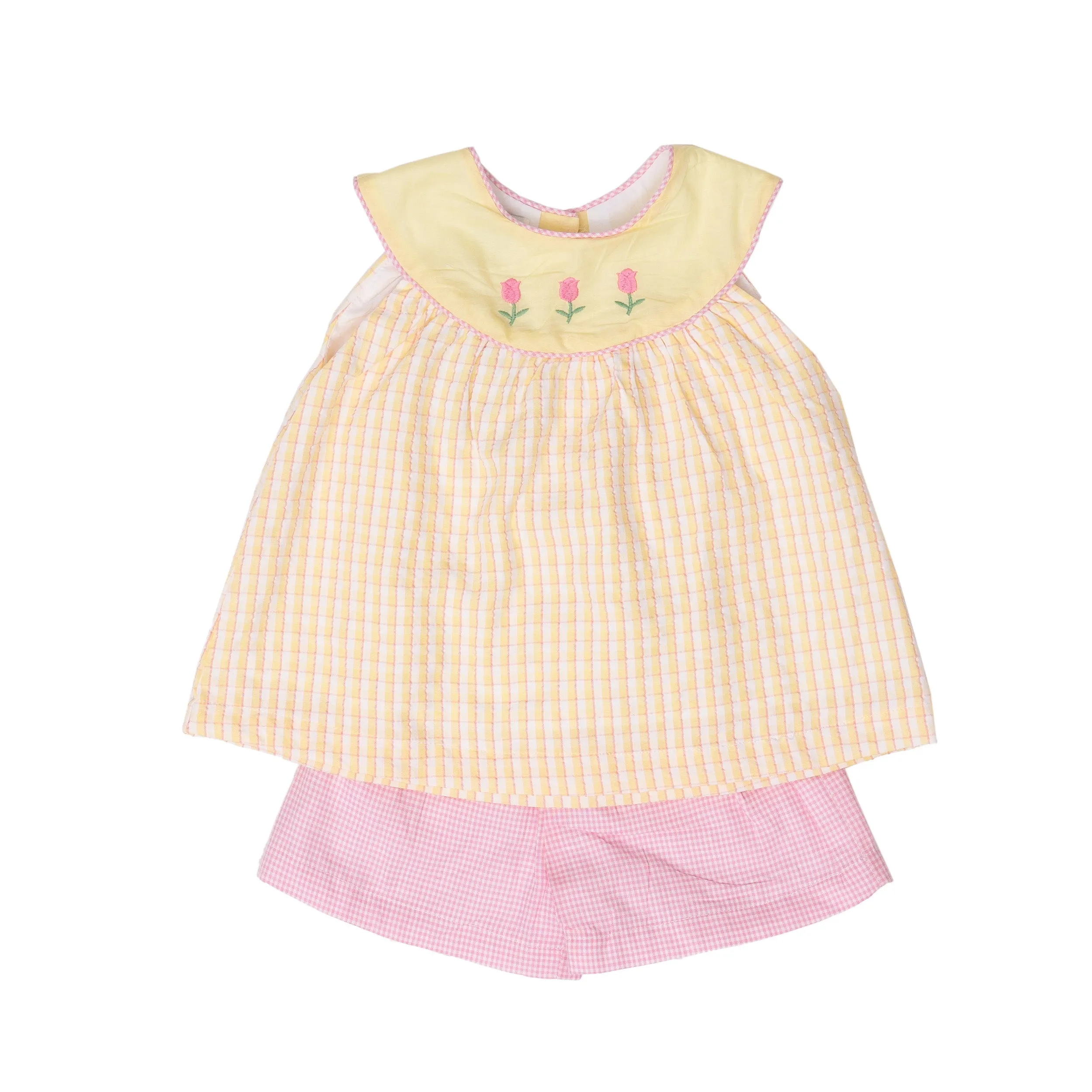 Juliette Yellow Pink Check Short Set