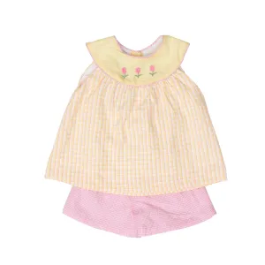 Juliette Yellow Pink Check Short Set
