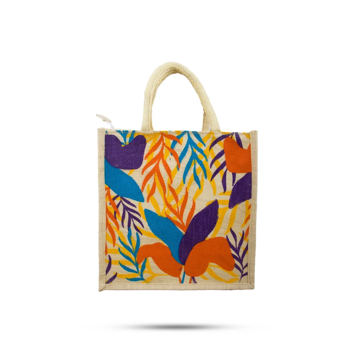 Jute Lunch Bag with Zip - 12 x 12 Inches | Jute Bag/ Handbag/ Tote Bag for Women
