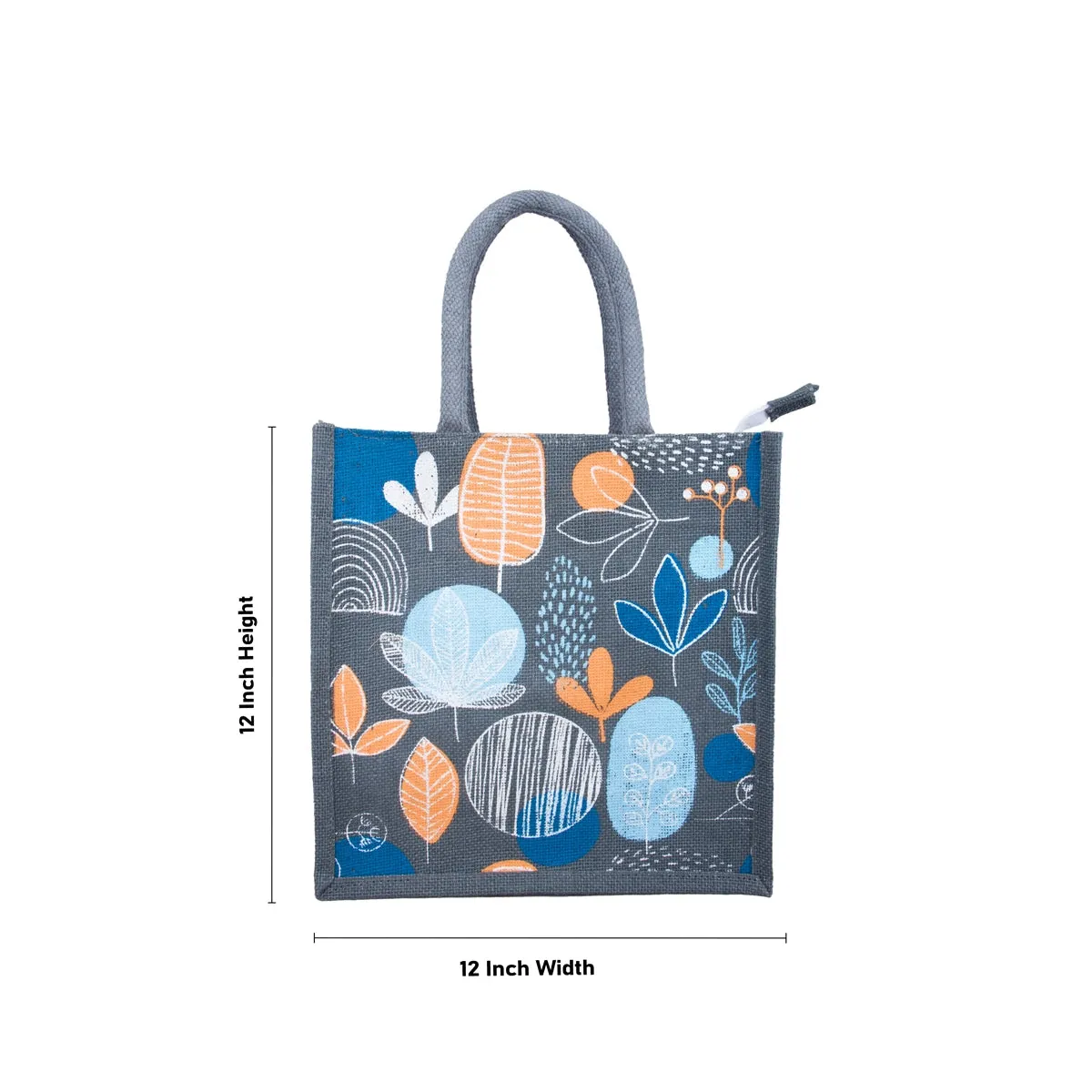 Jute Lunch Bag with Zip - 12 x 12 Inches | Jute Bag/ Handbag/ Tote Bag for Women
