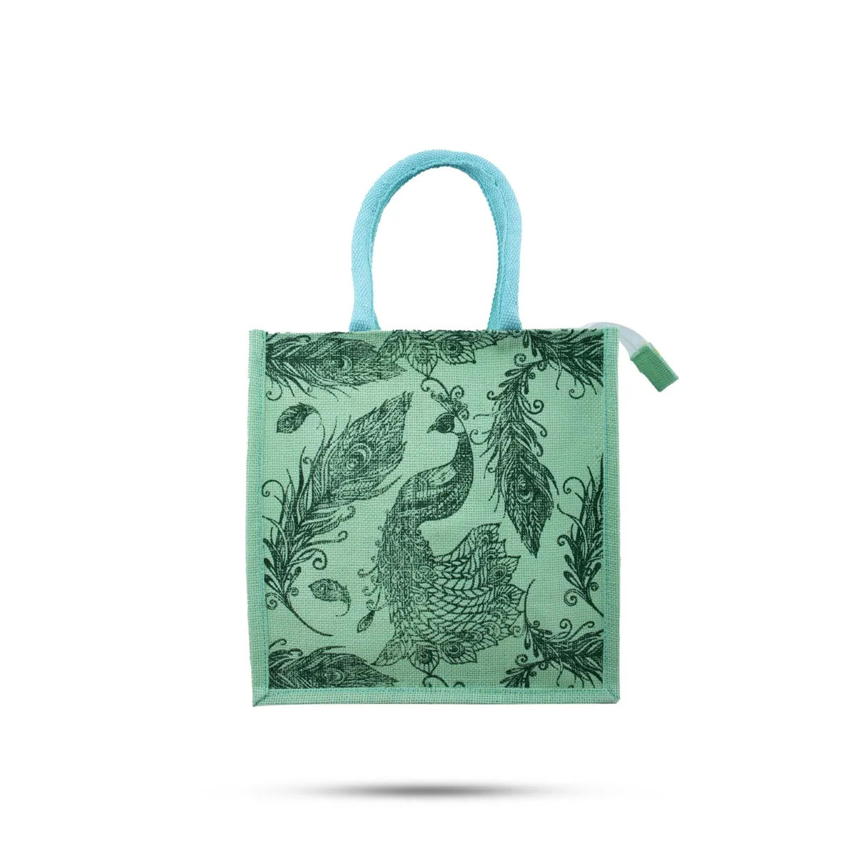 Jute Lunch Bag with Zip - 12 x 12 Inches | Jute Bag/ Handbag/ Tote Bag for Women