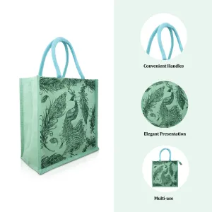 Jute Lunch Bag with Zip - 12 x 12 Inches | Jute Bag/ Handbag/ Tote Bag for Women
