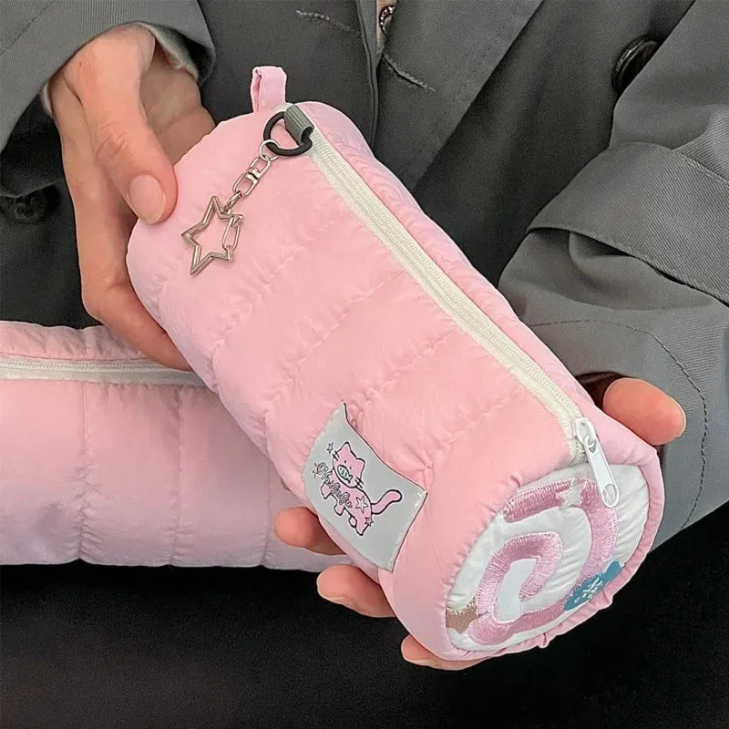 Kawaii pink cake roll pencil case