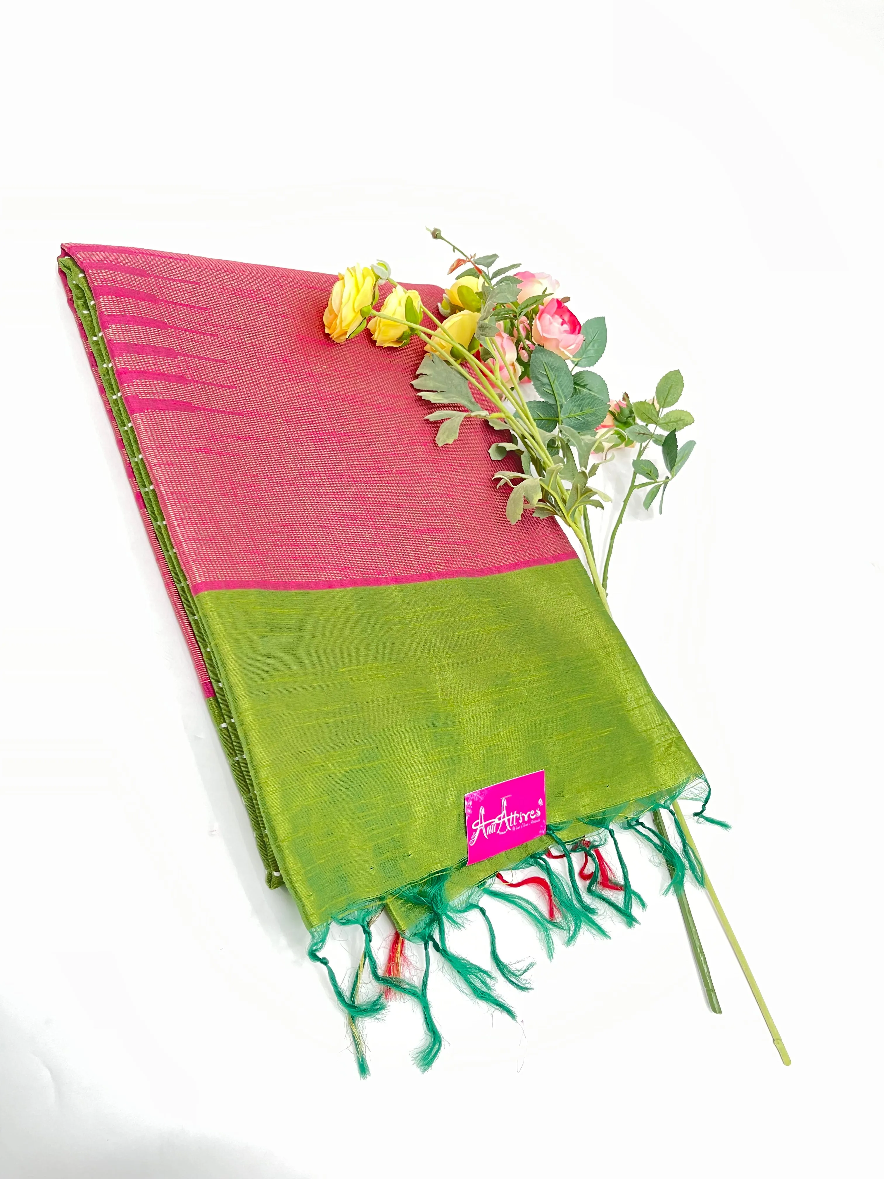Khadhi Silk Green and Pink
