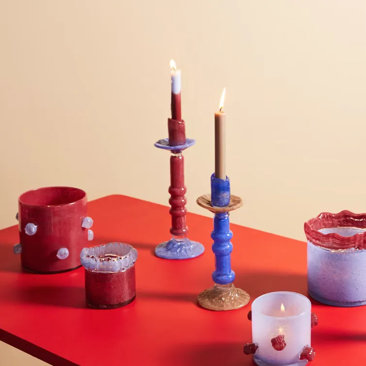 Lara Candle Holder | Light blue