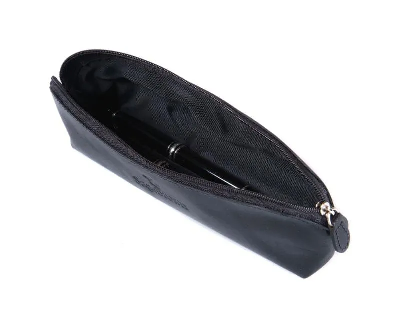 Large Leather Pencil Case - Black