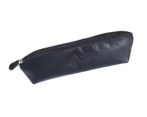 Large Leather Pencil Case - Black