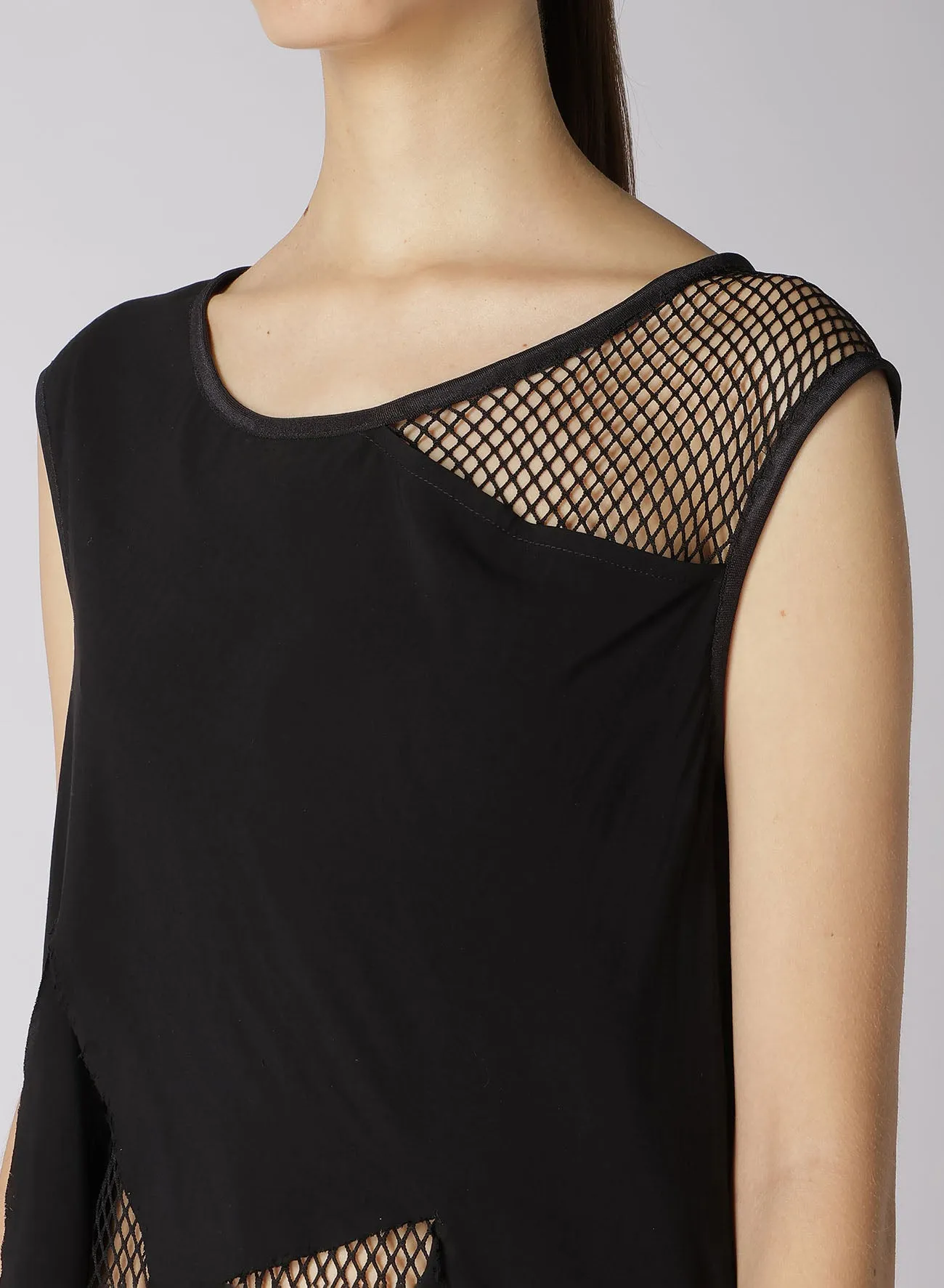 LAWN   MESH SLEEVELESS LAYERED DRESS