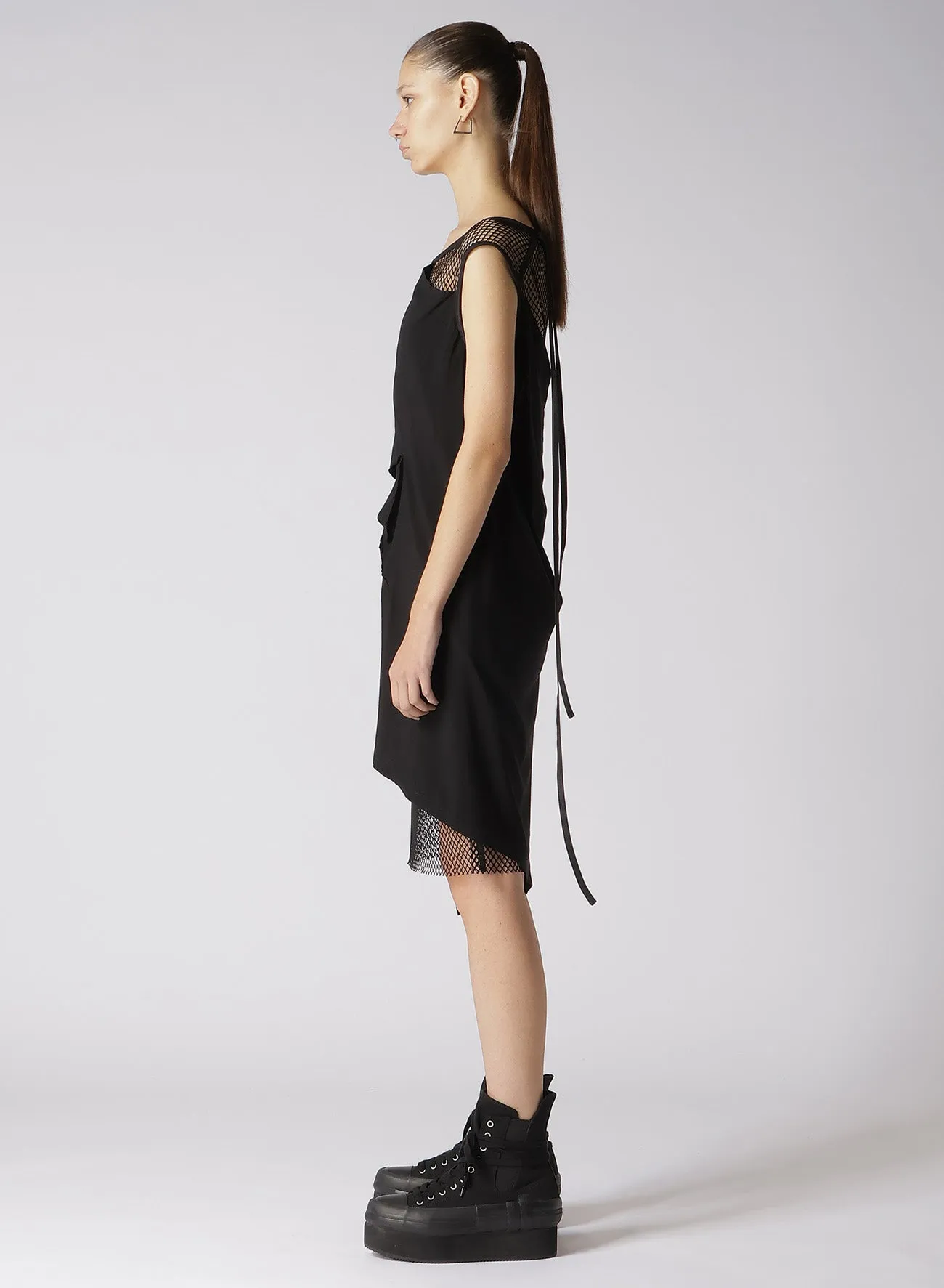 LAWN   MESH SLEEVELESS LAYERED DRESS