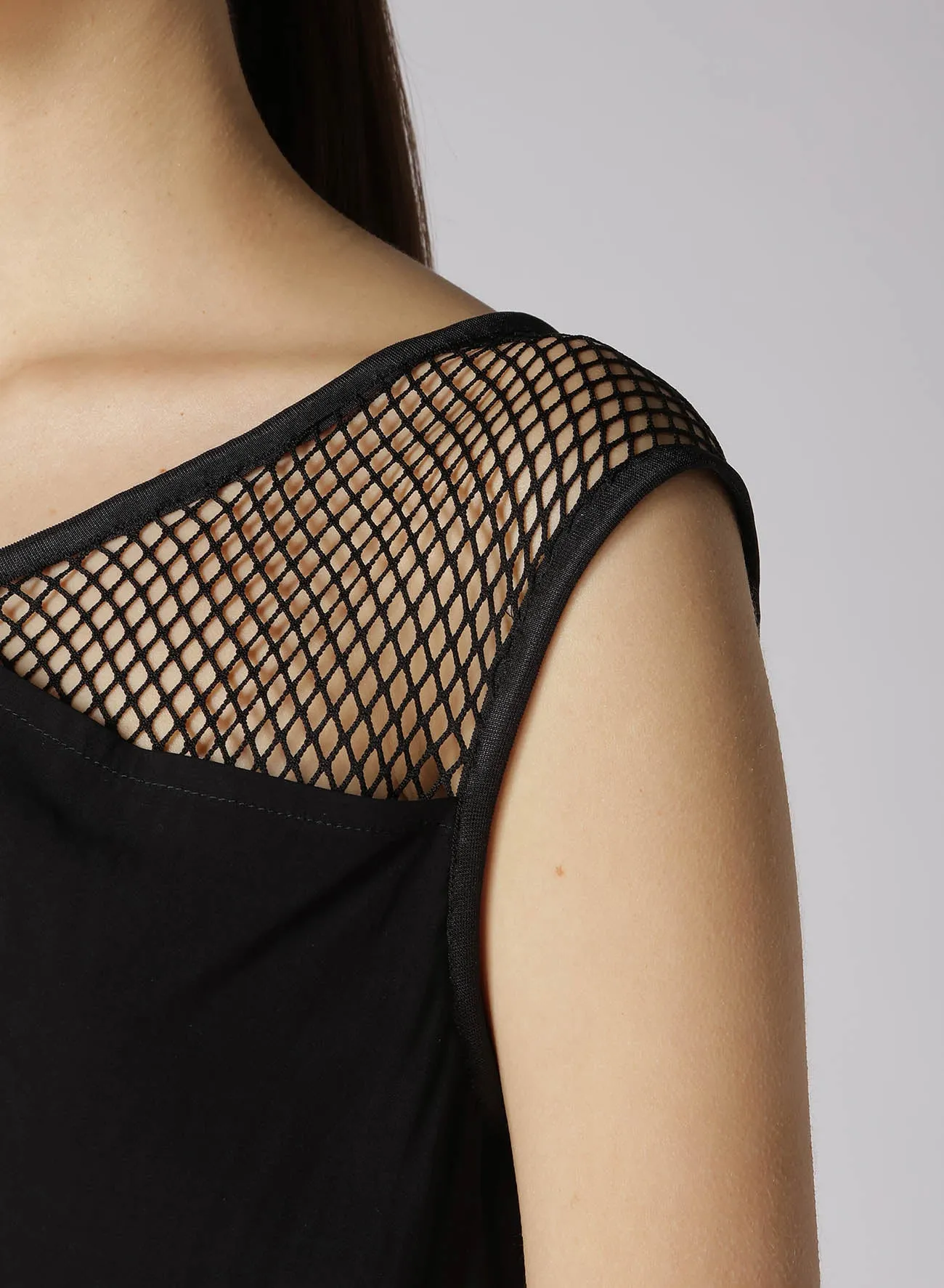 LAWN   MESH SLEEVELESS LAYERED DRESS