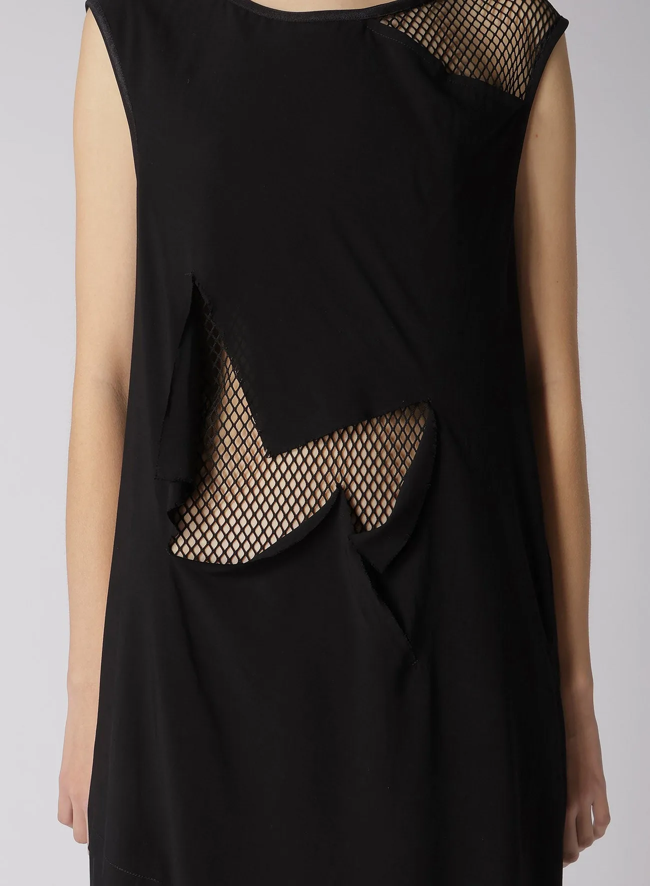 LAWN   MESH SLEEVELESS LAYERED DRESS
