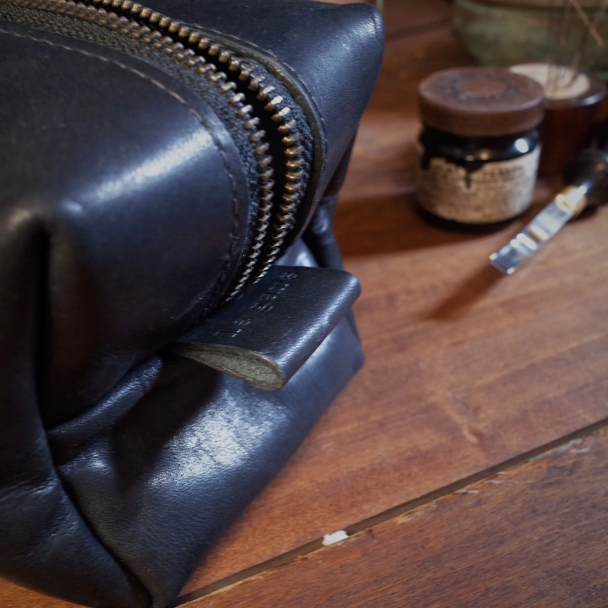 Leather Toiletry Bag – Black Edition