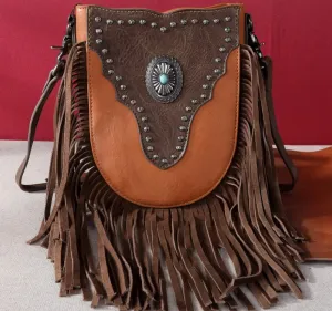 Leather Western crossbody  brown