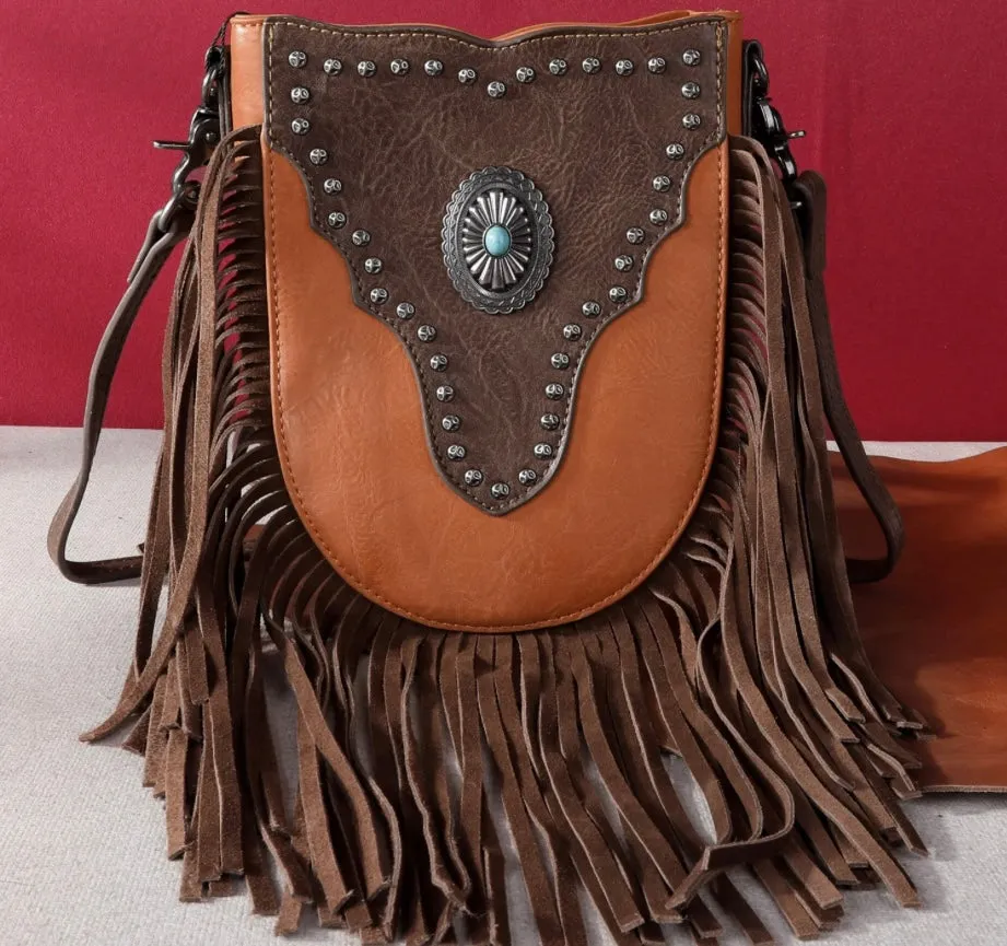 Leather Western crossbody  brown