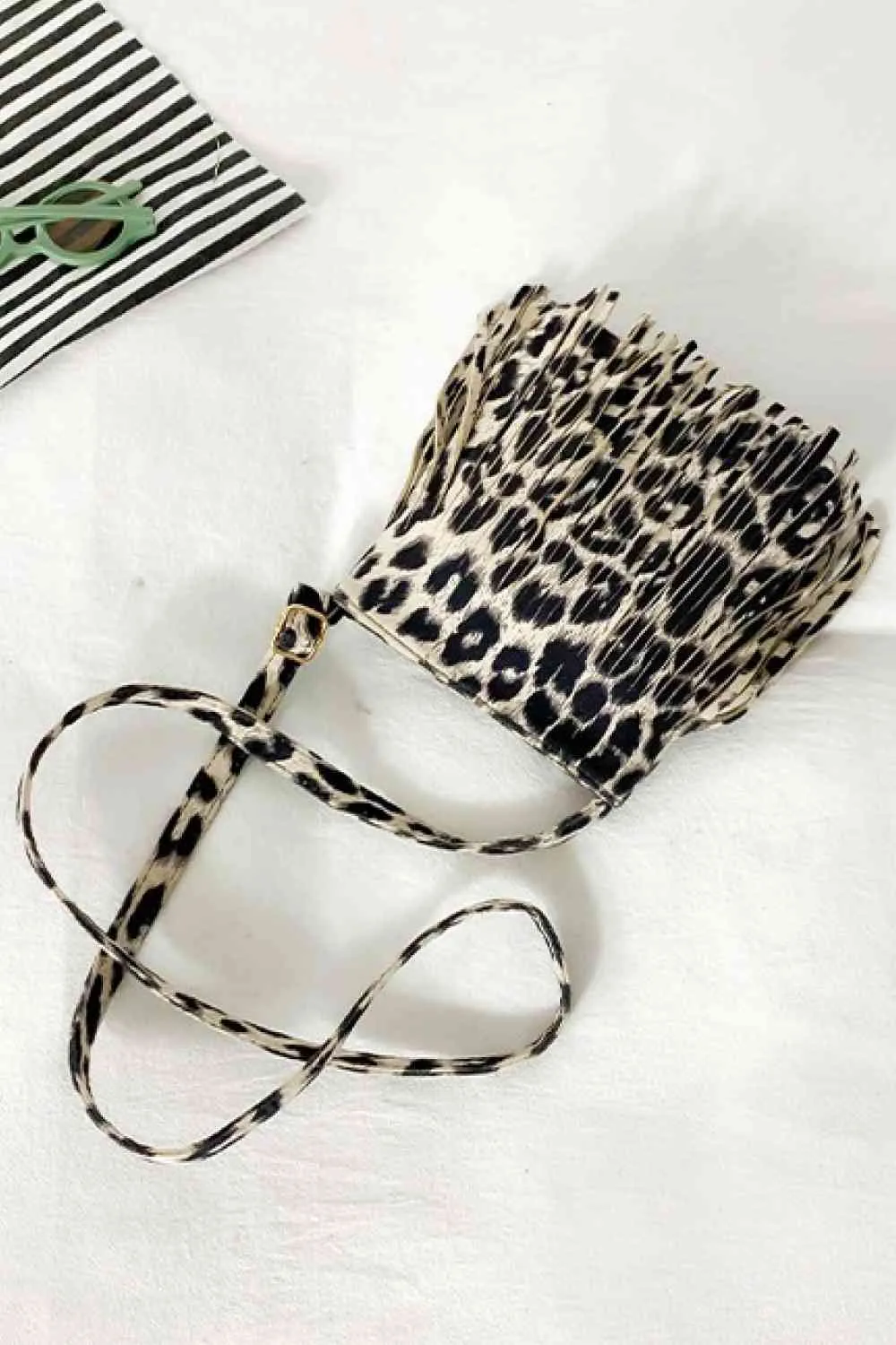 Leopard Crossbody Shoulder Boho Bag with Fringe