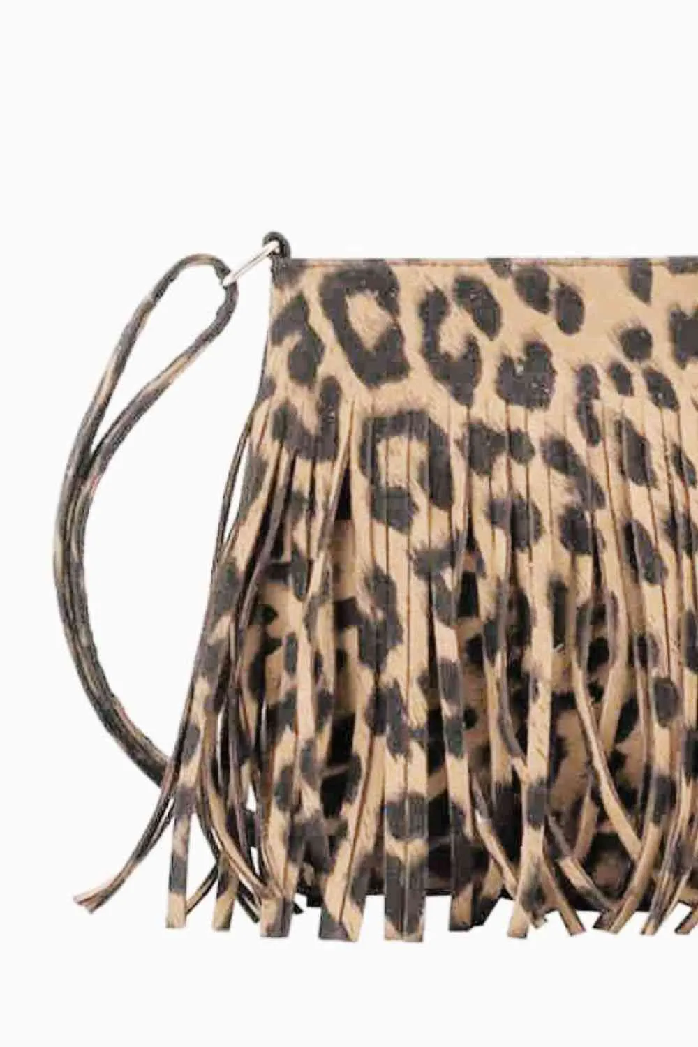 Leopard Crossbody Shoulder Boho Bag with Fringe