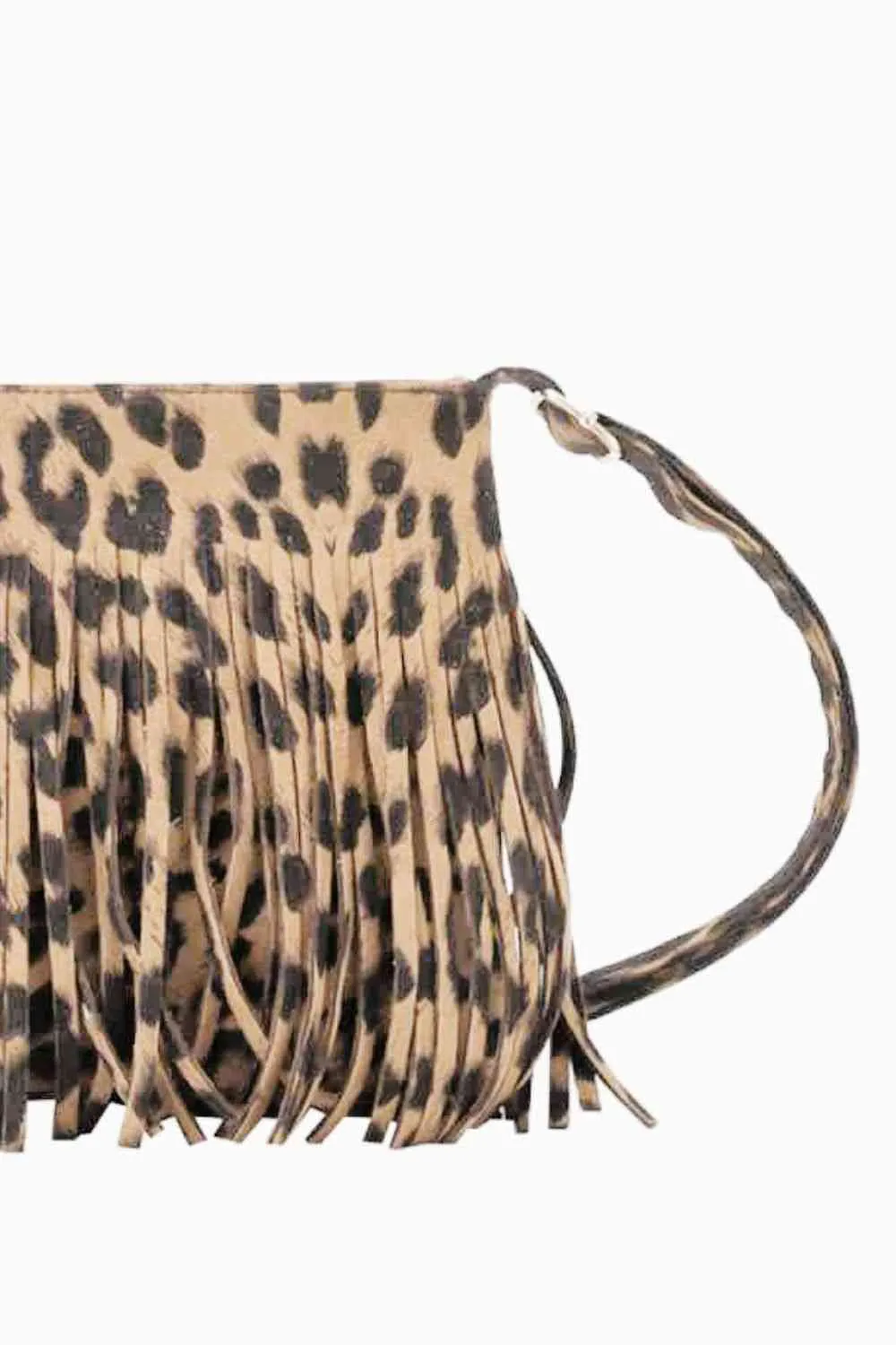 Leopard Crossbody Shoulder Boho Bag with Fringe