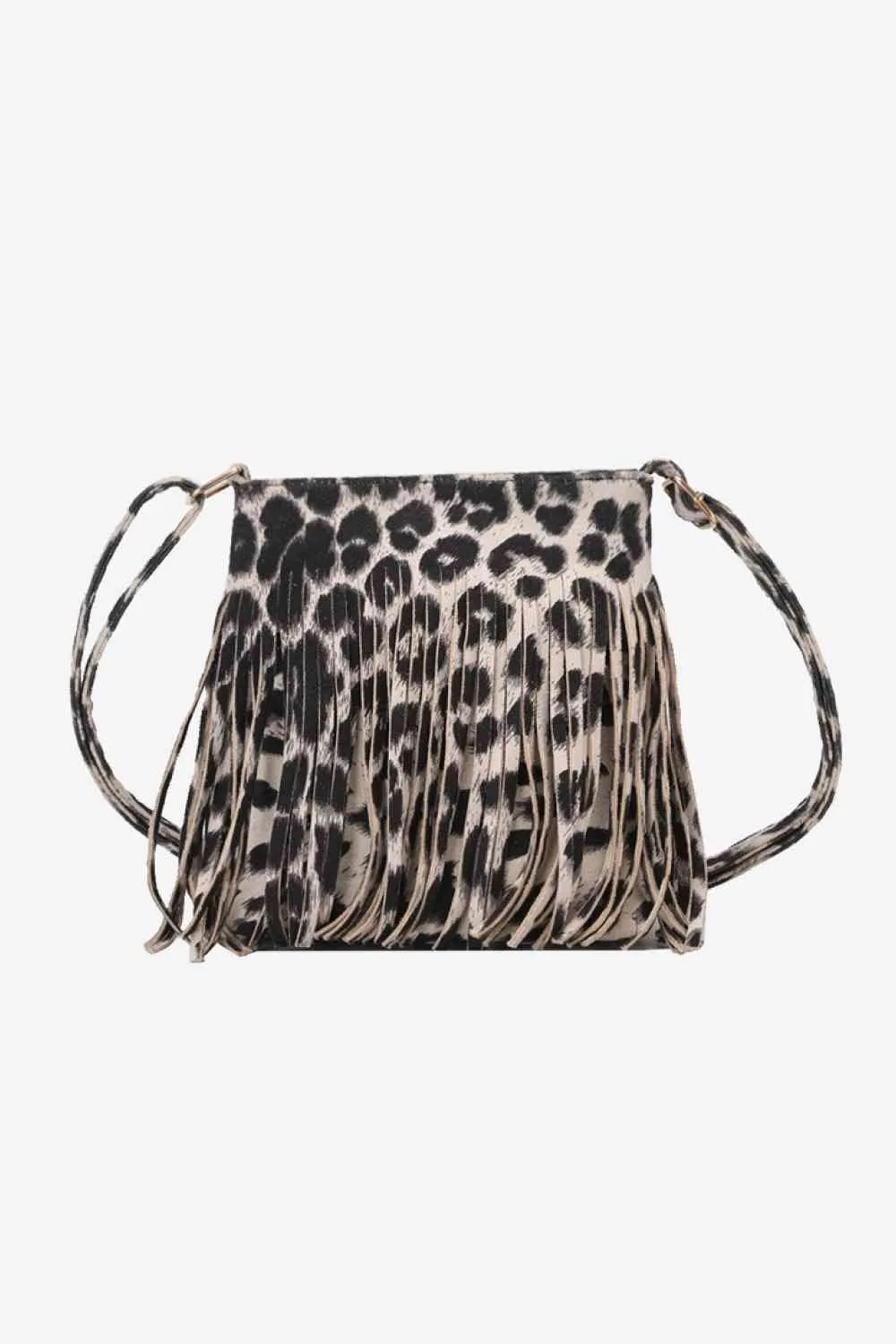 Leopard Crossbody Shoulder Boho Bag with Fringe