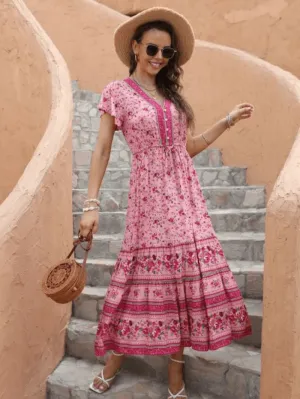 Libby Loves S Pink Meadow Floral Maxi Dress