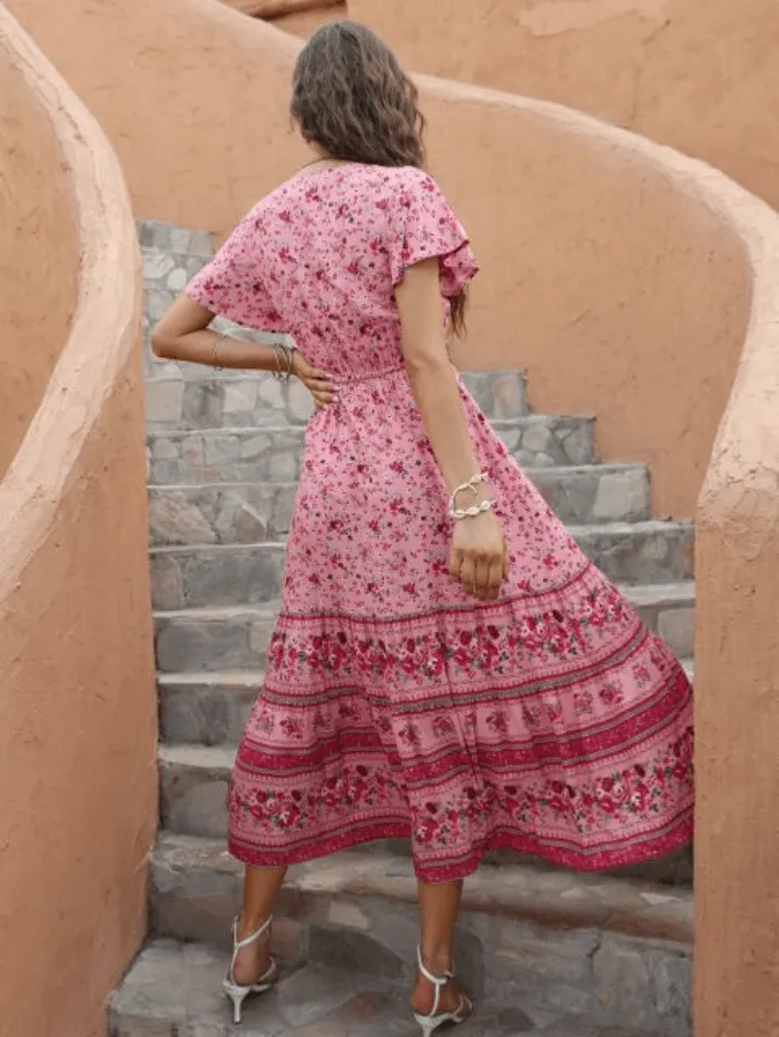 Libby Loves S Pink Meadow Floral Maxi Dress