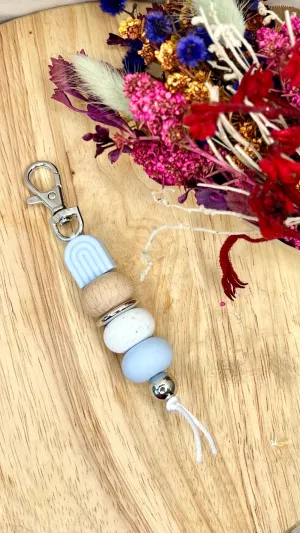 Little Bo Beaded Silicone Keyrings - Blue Rainbow