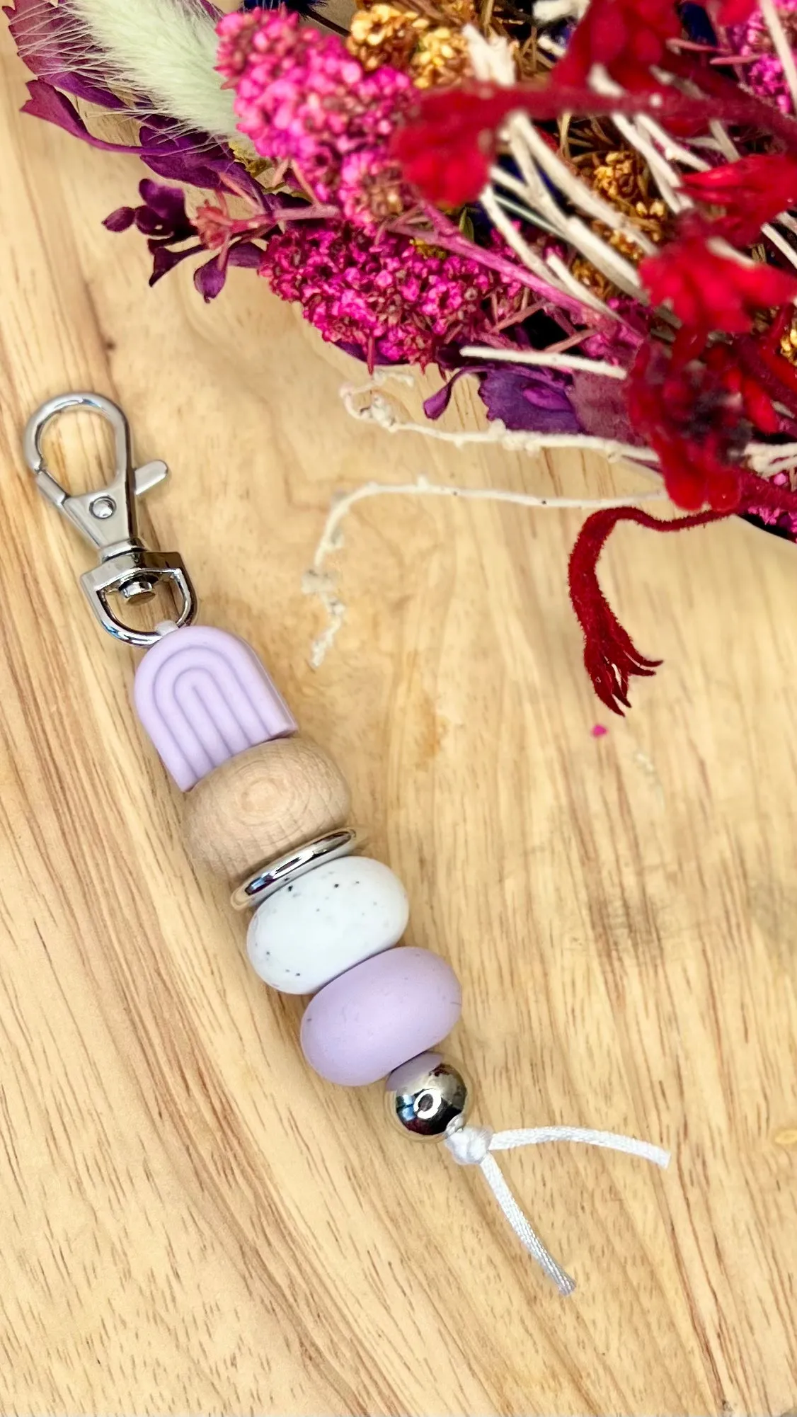 Little Bo Beaded Silicone Keyrings - Blue Rainbow