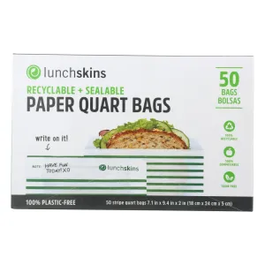 Lunchskins Green Stripe Paper Sandwich Bags - Pack of 50
