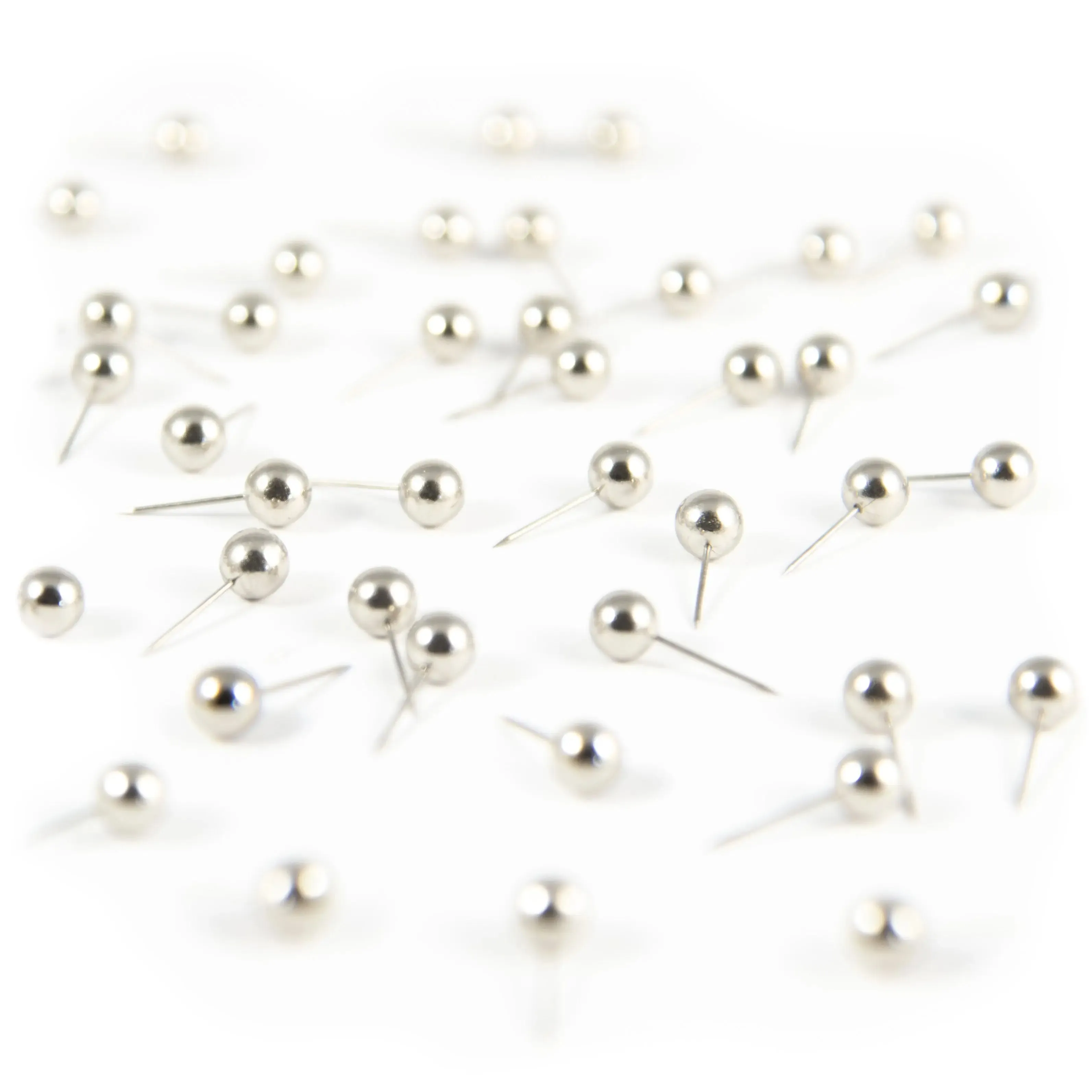Map Push Pins: Striking Silver - Metallic Finish