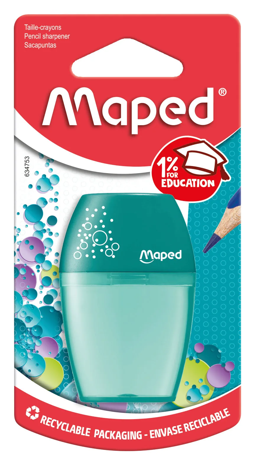 Maped 1 Hole Pencil Sharpener Tub (Assorted Colours)