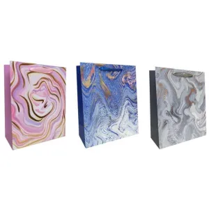 Marble Foiled Medium Gift Bag - 23cm x 18cm x 10cm