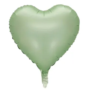 Matte Eucalyptus Green Heart Shaped Foil Balloon, 18 Inches, 1 Count