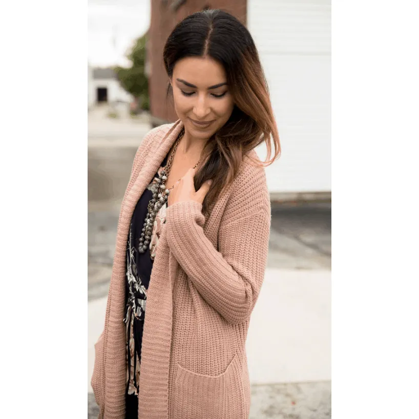 Mauve Heavy Knit Cardigan