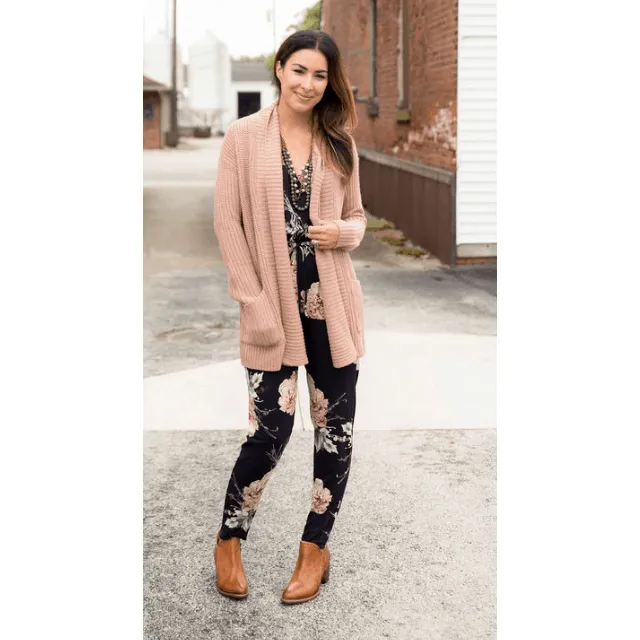 Mauve Heavy Knit Cardigan