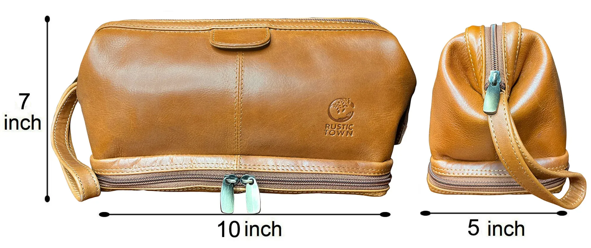 Megan Leather Travel Toiletry Bag (Cognac)