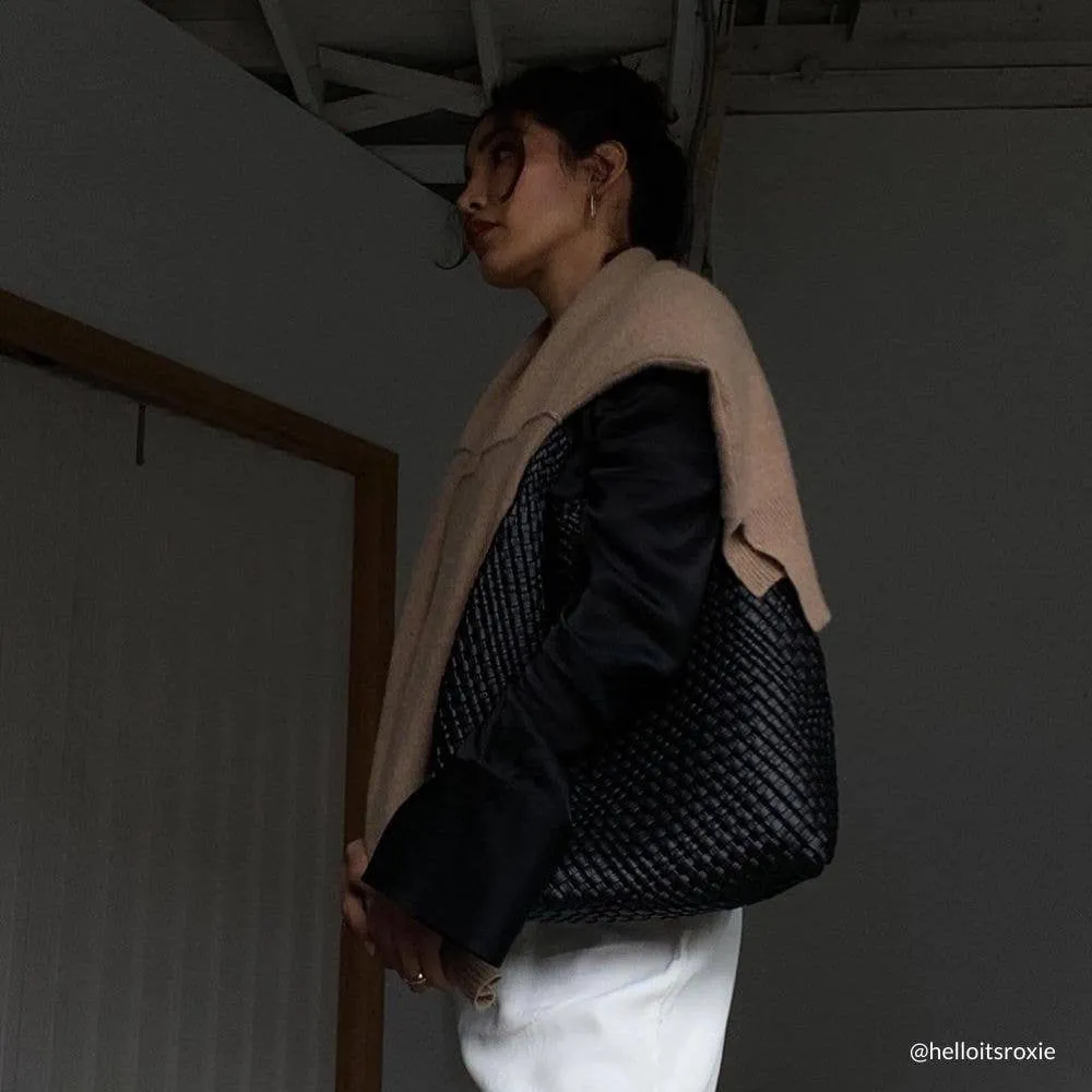 Melie Bianco - Johanna Black Recycled Vegan Shoulder Bag - Fast shipping