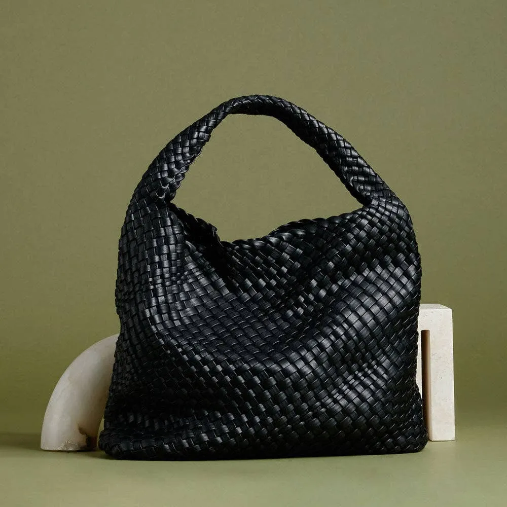 Melie Bianco - Johanna Black Recycled Vegan Shoulder Bag - Fast shipping