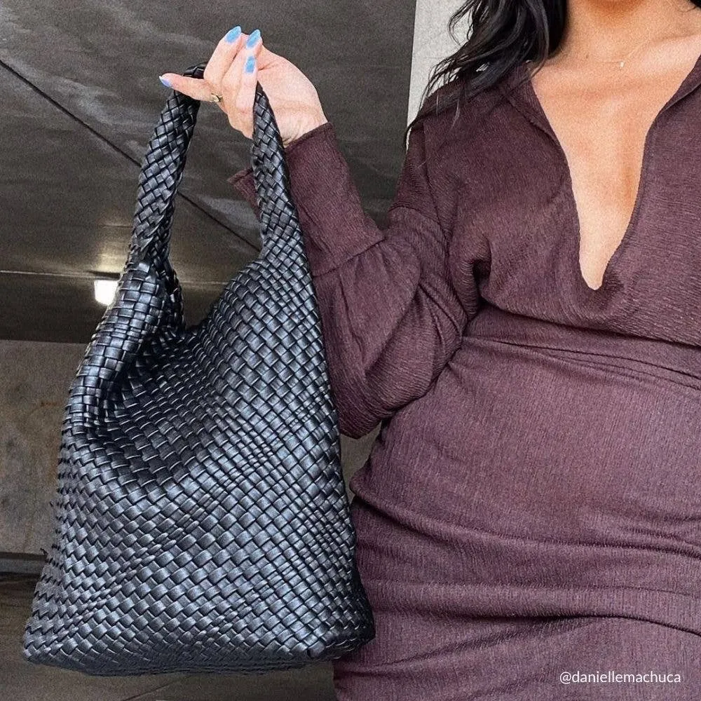 Melie Bianco - Johanna Black Recycled Vegan Shoulder Bag - Fast shipping