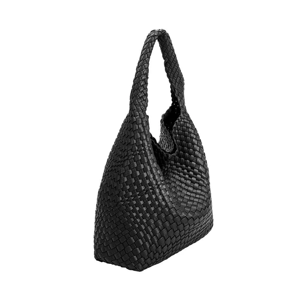 Melie Bianco - Johanna Black Recycled Vegan Shoulder Bag - Fast shipping
