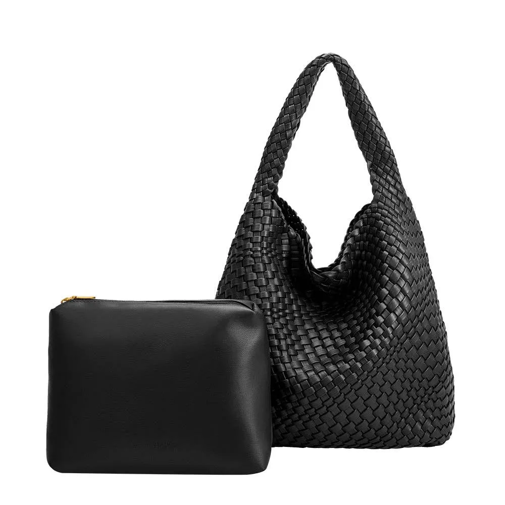Melie Bianco - Johanna Black Recycled Vegan Shoulder Bag - Fast shipping