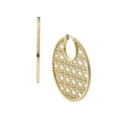 Michael Kors Gold-Tone Steel Monogram Heritage Large Hoops