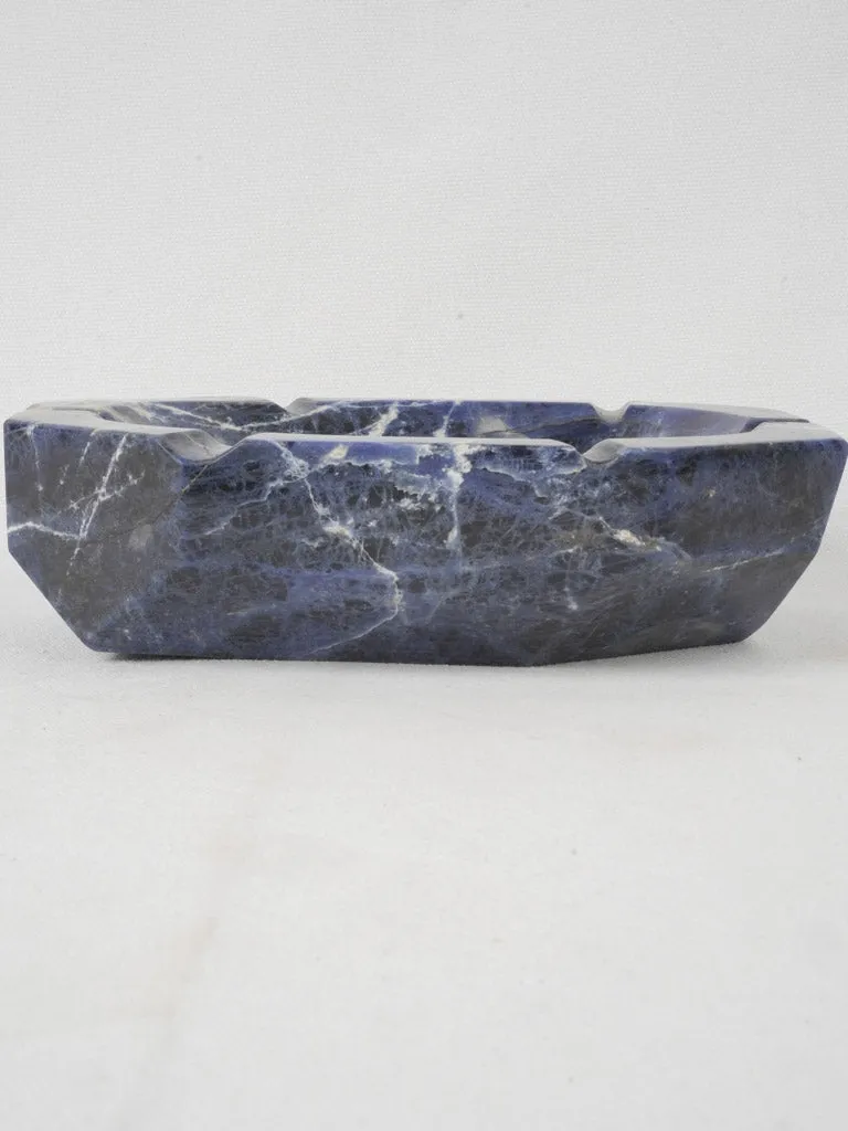 Mid-Century Sodalite Geometric Ashtray w/ Striking Veining 9¾"